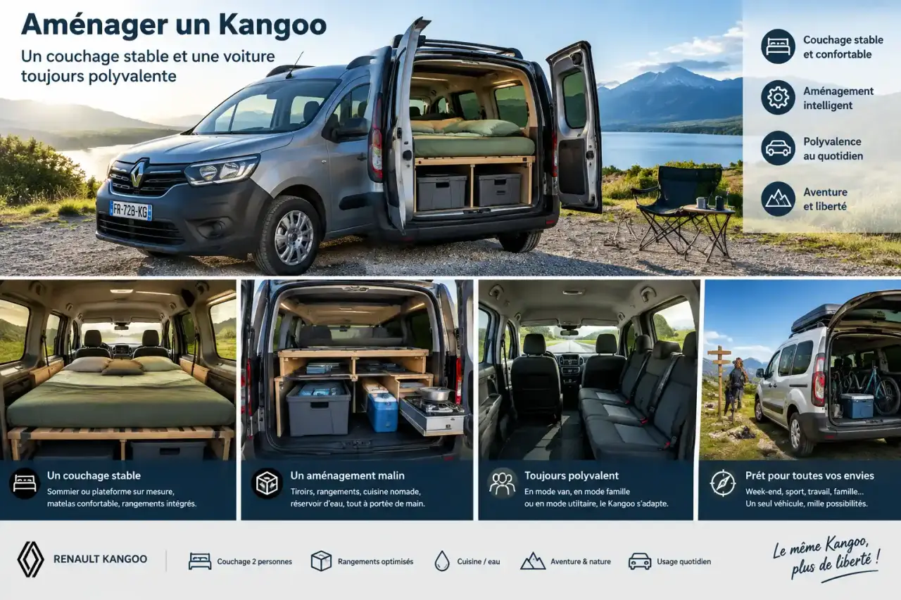 Aménager un Kangoo : un couchage stable et une voiture toujours polyvalente