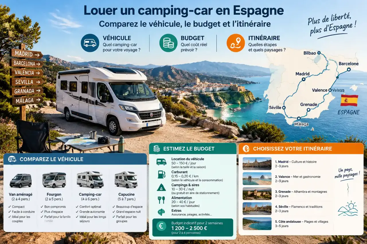 Louer un camping-car en Espagne : comparez le véhicule, le budget et l’itinéraire